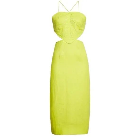 Farm Rio Small Farm Rio Mostera Embroidered Cutout Linen Blend Midi Dress